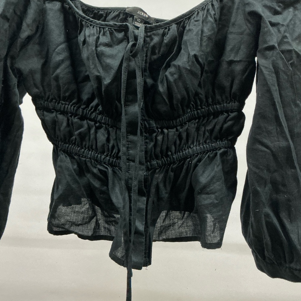 J. Crew Black Ruched Blouse